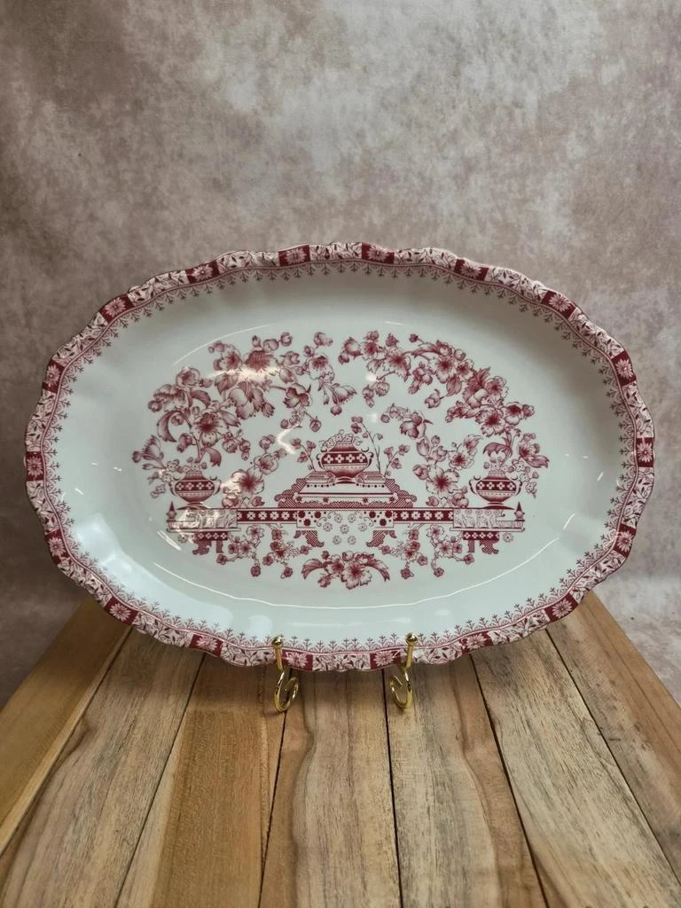 Grand plat ovale Seltmann Weiden Bavaria Theresia rouge – Porcelaine allemande vintage